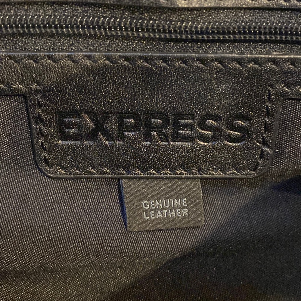 Express Black Genuine Leather Chain Tassel Shoulder Purse - Picture 7 of 15